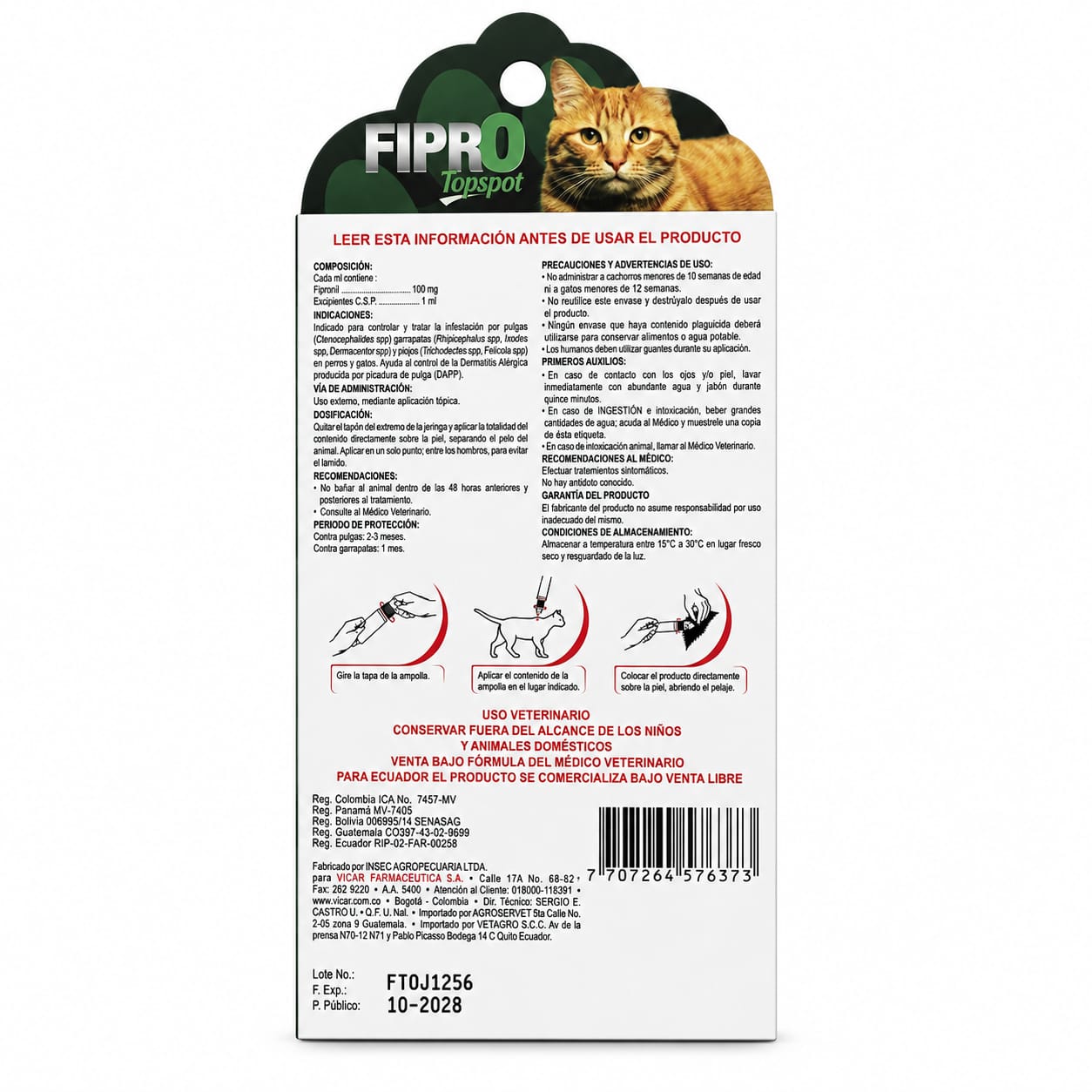 Fipro Topspot Pipeta para Gatos 0,50 ml – Antipulgas, Garrapatas y Piojos